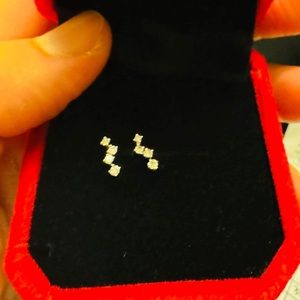 K18 Infinity Small Dangling Earrings real dia